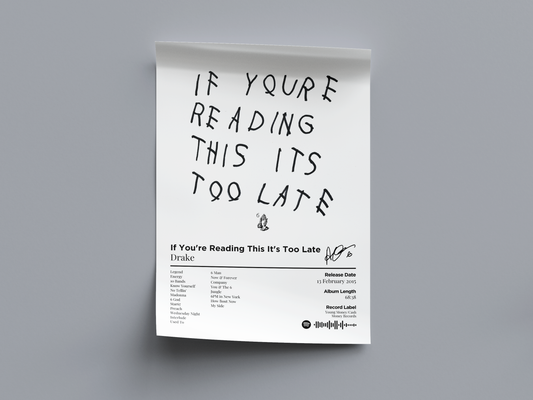 If You're Reading This It's Too Late Digital Poster - PostrlyAu