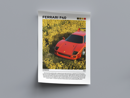 Ferrari F40 Digital Poster - PostrlyAu
