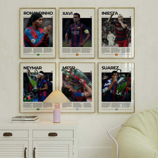 Ronaldinho, Xavi, Iniesta, Neymar, Messi, Suarez - Digital Poster