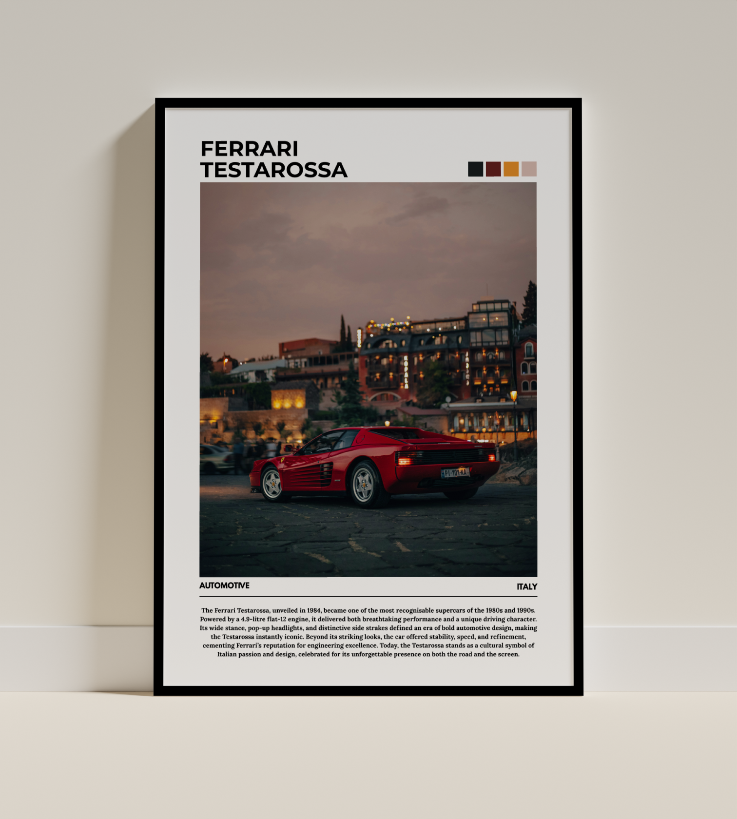 Ferrari Testarossa Digital Poster - PostrlyAu
