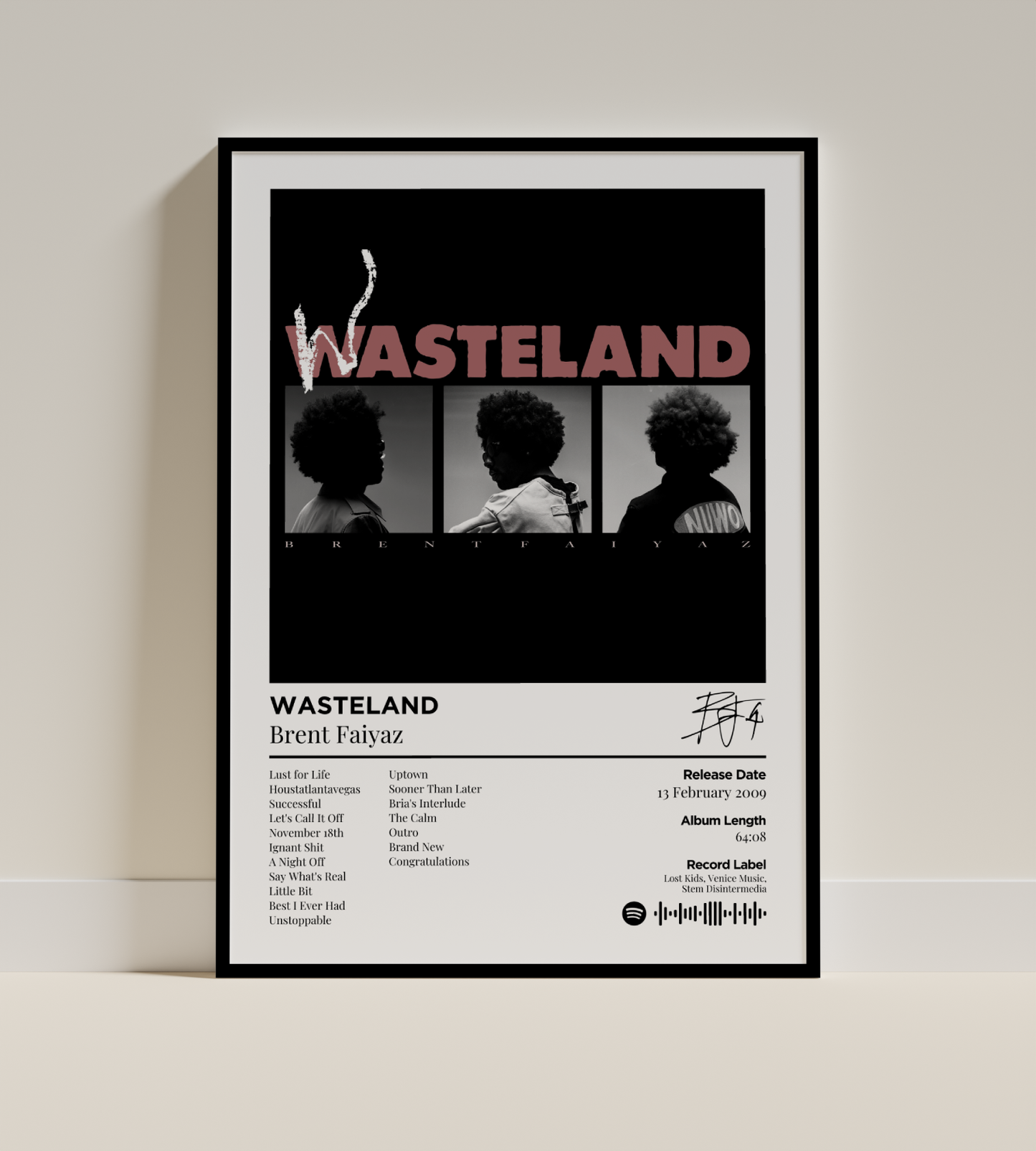 Brent Faiyaz - WASTELAND Digital Poster - PostrlyAu