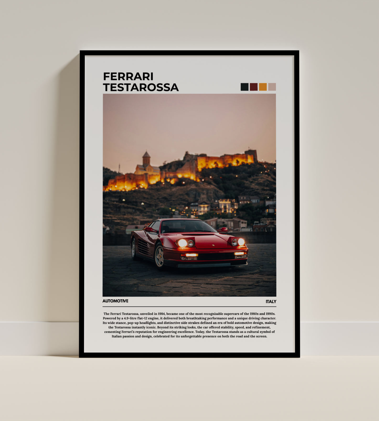 Ferrari Testarossa Digital Poster - PostrlyAu