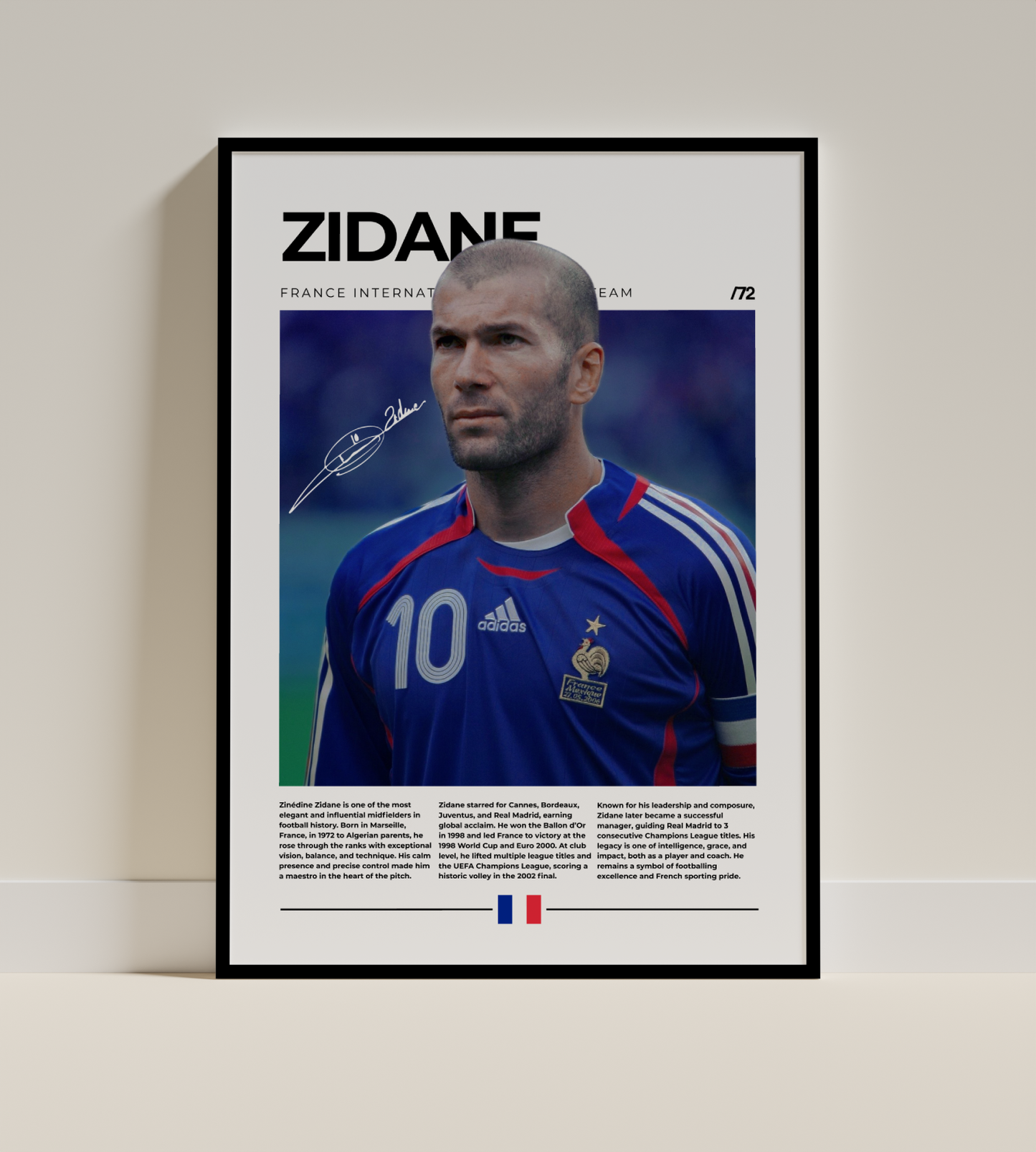 Zinedine Zidane Digital Football Poster