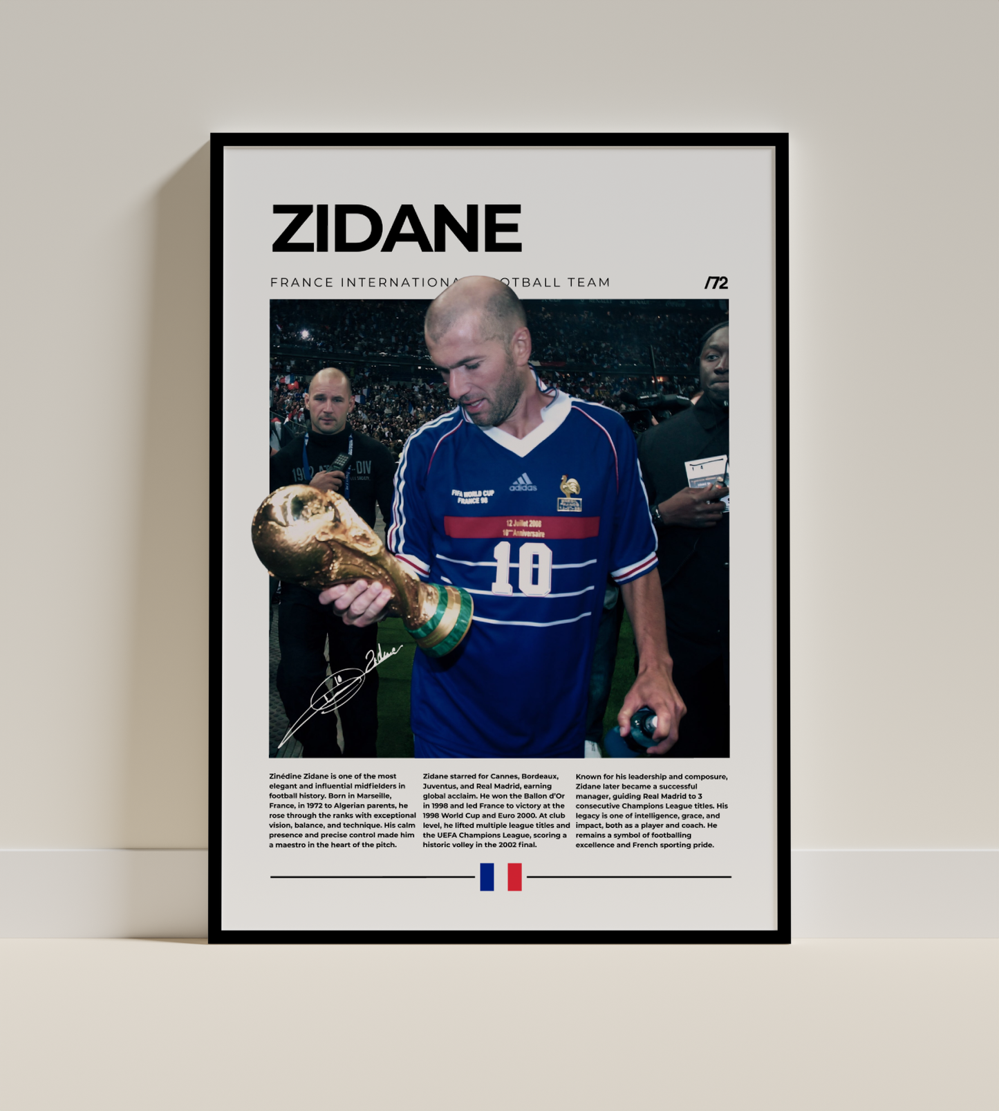 Zinedine Zidane Digital Football Poster