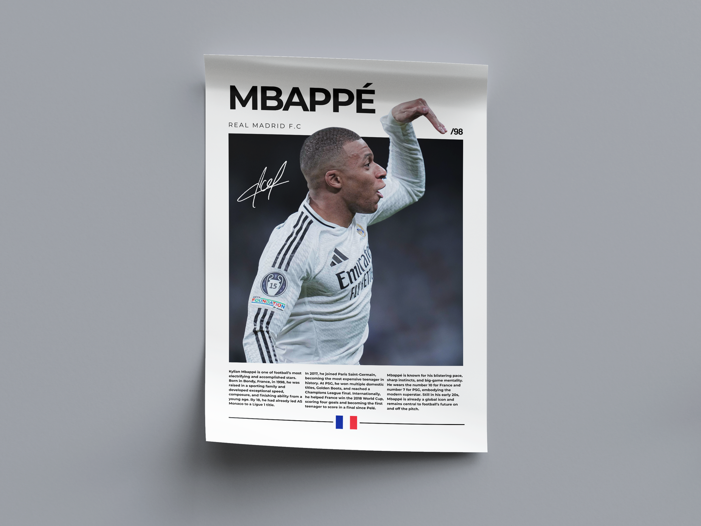 Kylian Mbappe Digital Football Poster