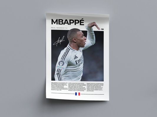 Kylian Mbappe Digital Football Poster