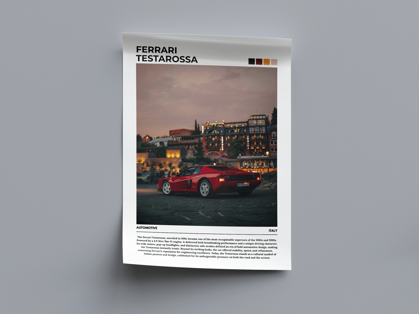 Ferrari Testarossa Digital Poster - PostrlyAu