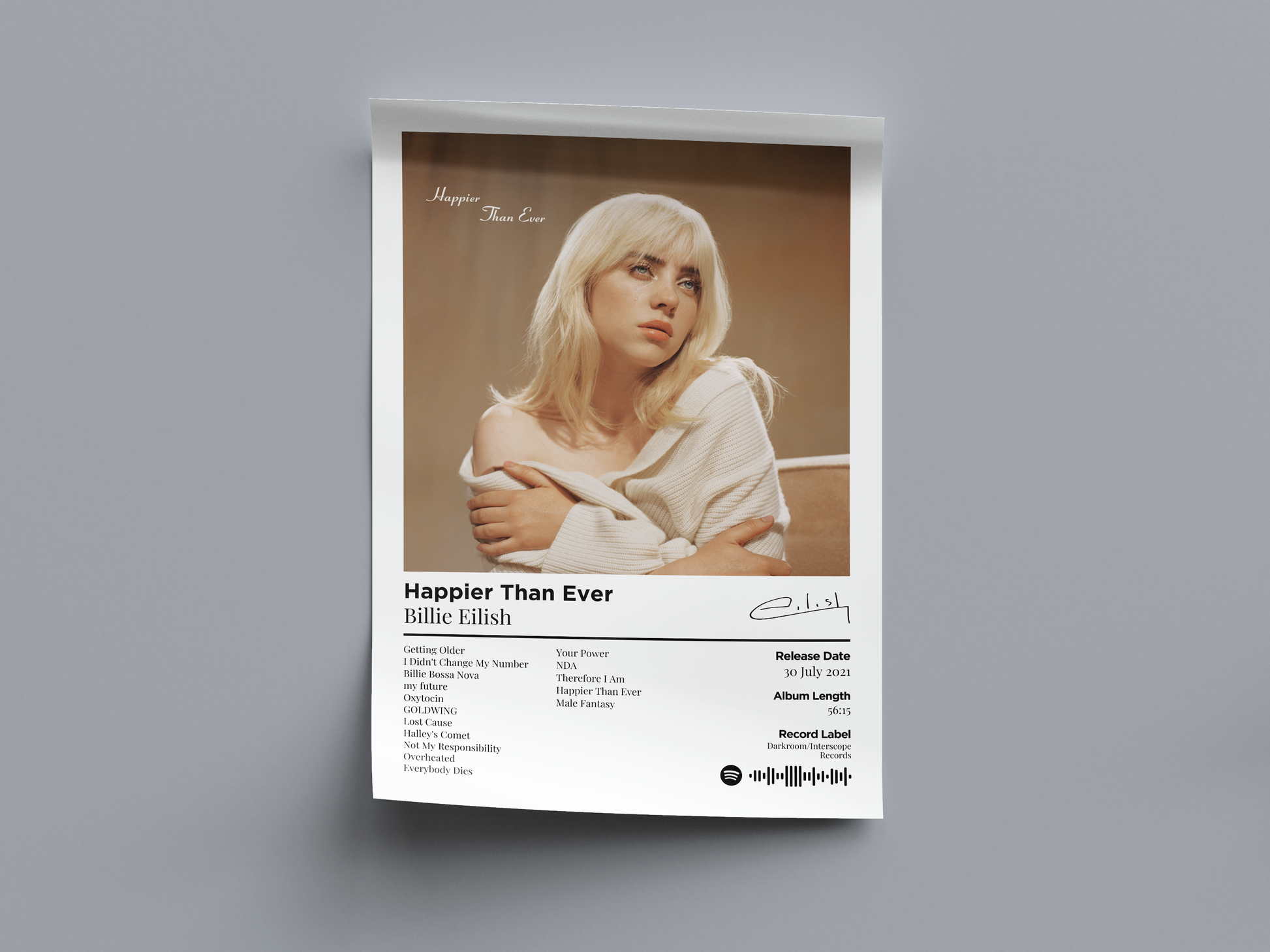 Happier Than Ever Digital Poster - PostrlyAu