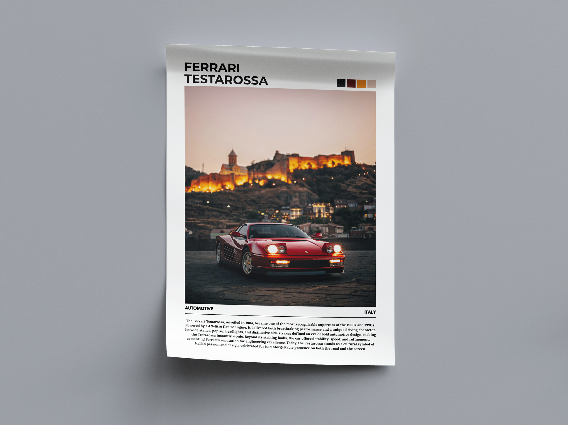 Ferrari Testarossa Digital Poster - PostrlyAu