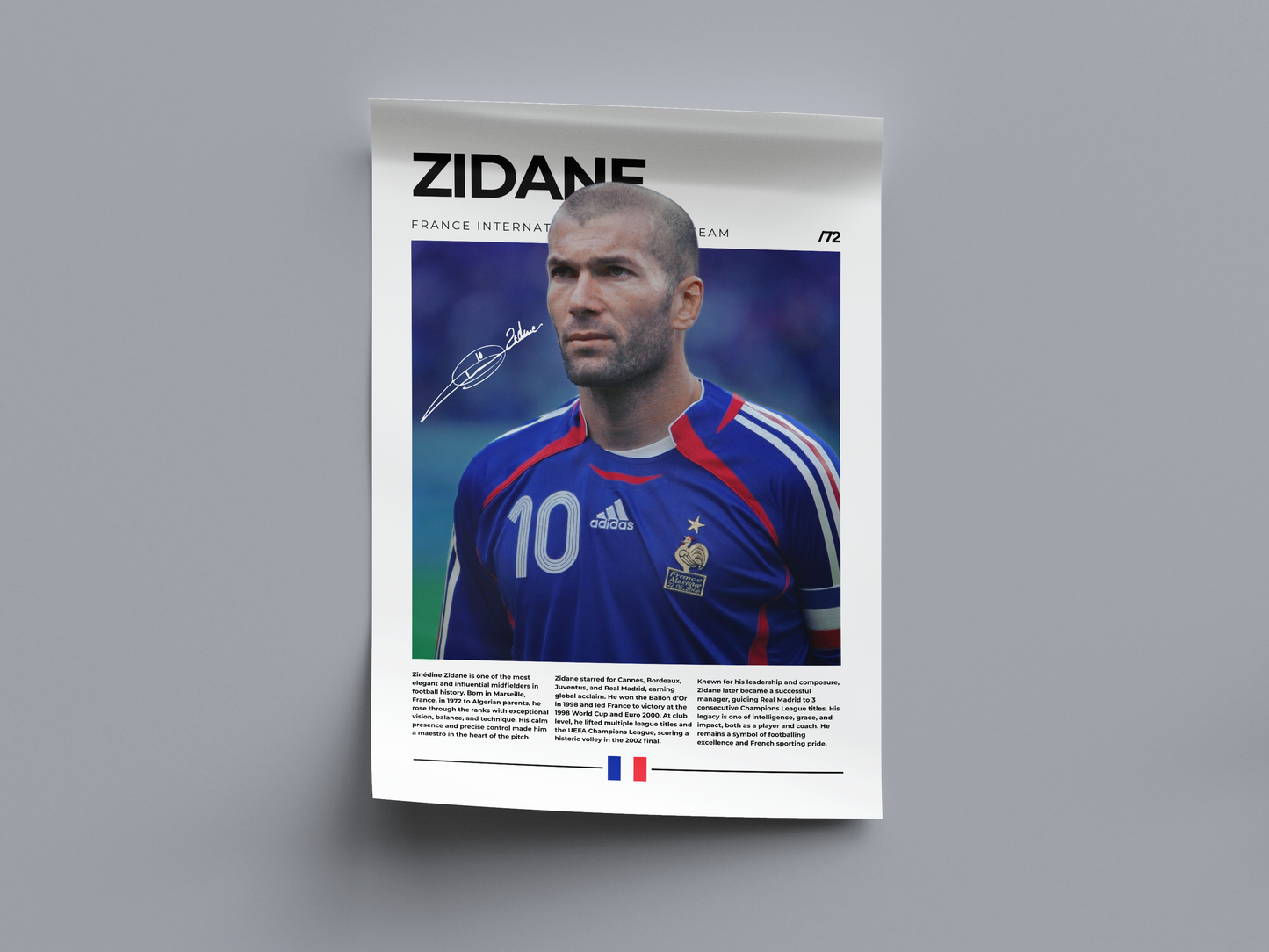 Zinedine Zidane Digital Football Poster