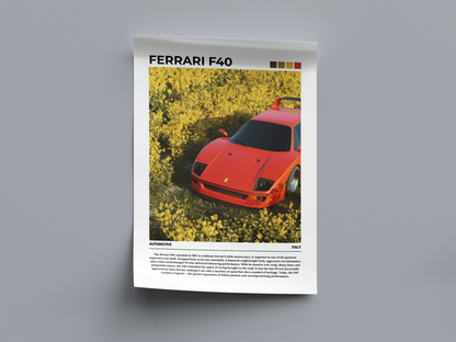 Ferrari F40 Digital Poster - PostrlyAu